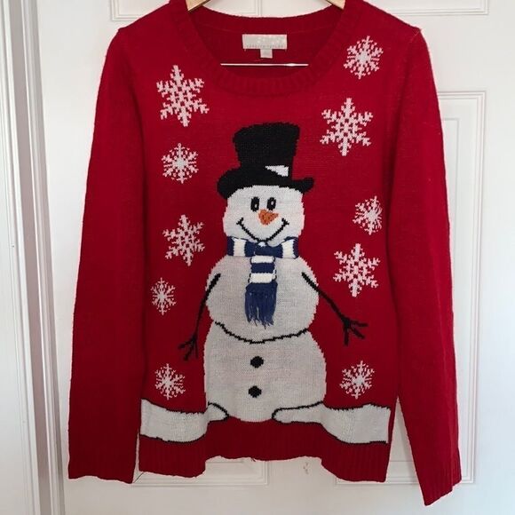 Carolyn Taylor Sweaters - Carolyn Taylor Red Ugly Christmas Sweater Frosty Snowman Sweater Size L